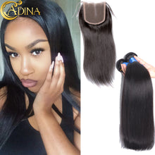 3Pcs/Lot Peruvian Straight Virgin Hair Human Hair Weave 2 Bundles With Lace Closure Hair Weft With Closure Hair Extensions