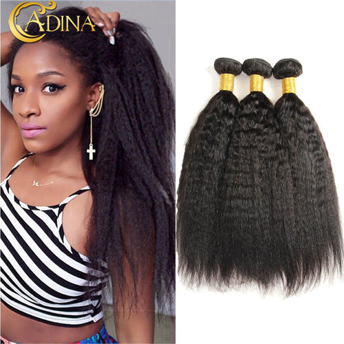 3pcs 7A Unprocessed Virgin Indian Kinky Straight Hair Weave Bundles Coarse Yaki Straight Virgin Hair Extensions