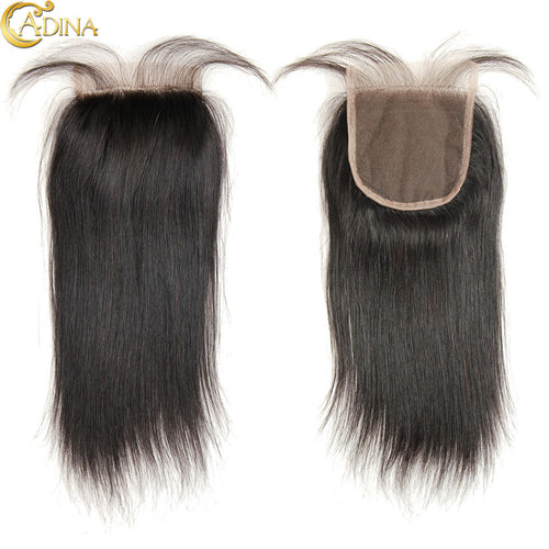 Brazilian Virgin Hair Straight 7A Unprocessed Virgin Human Hair Closure With Baby Hair Straight Lace Closure With Bleach Knots