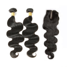 Grade 7A Virgin Indian Body Wave With Closure Hair Closures Indian Hair With Closure Indian 3 Bundles With Closure