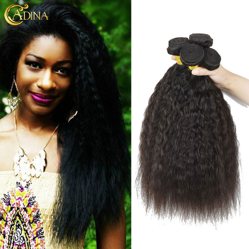 Brazilian Yaki Human Virgin Hair 4 Bundles Corse Yaki Virgin Hair Kinky Straight 6A Human Hair Weaves On