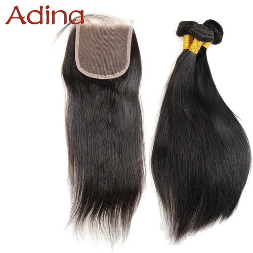 Indian Virgin Hair Straight With Lace Closure Indian Hair Weave Bundles 1pc Lace Closure With 3 Bundles Indian Human Hair