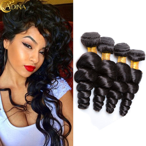 Peruvian Loose Wave 4Bundles Peruvian Virgin Hair Weave Bundle Deals 7A Grade Virgin Unprocessed Human Hair Loose Wave Extension