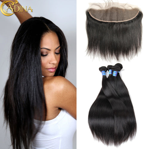 Peruvian Straight 4 Bundles With Frontal Closure Peruvian Virgin Hair With Frontal Ear To Ear Lace Frontal Closure With Bundles